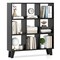 Black Engineered Wood 9-Cube Bookcase with Removable Shelves and Raised Feet